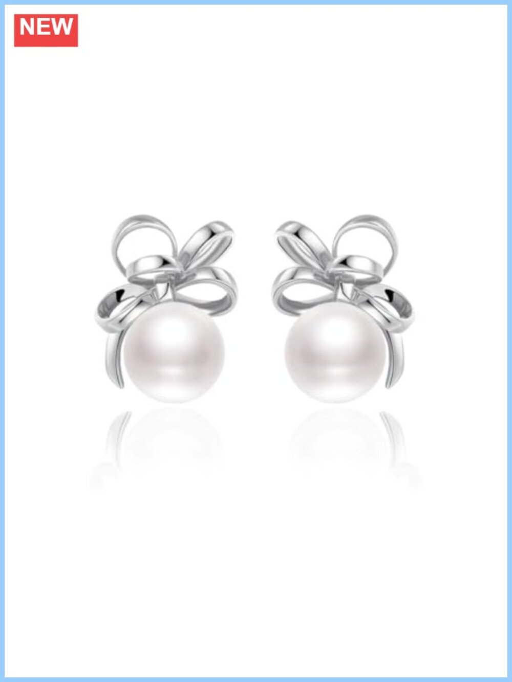 S925 Sterling Silver Freshwater Pearl Bowknot Stud Earrings